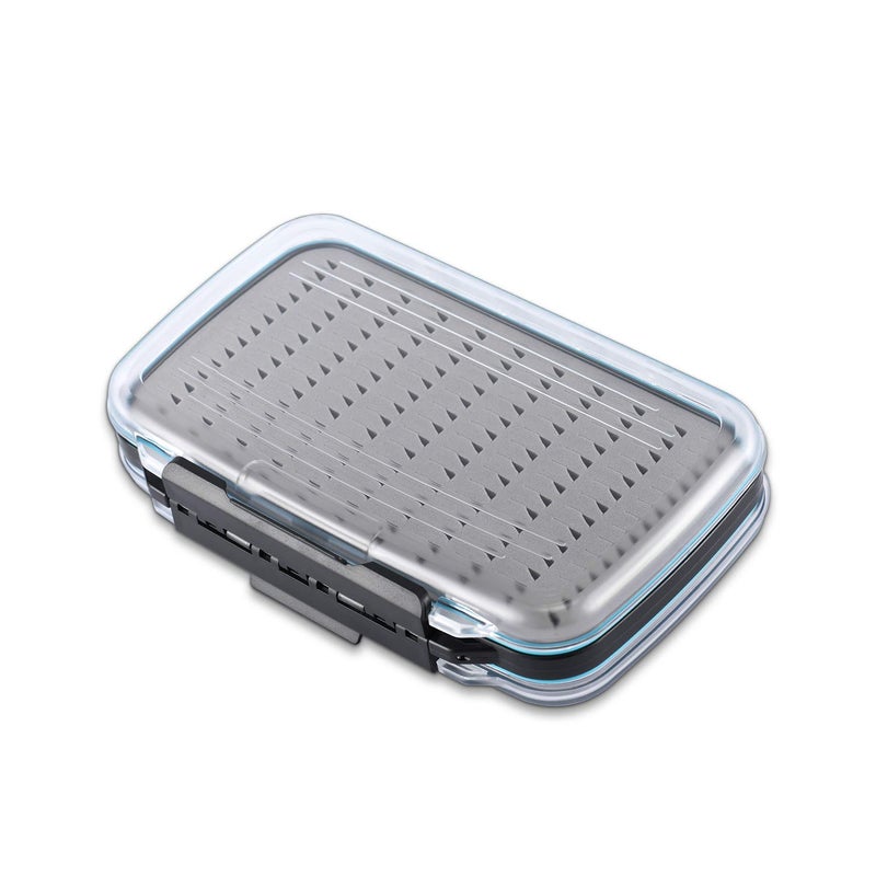 Gonex Fly Boxes for Fly Fishing Jig Boxes Two-Sided Waterproof Lightweight Fly Fishing Box Easy Grip Transparent Lid Fly Fishing Lures Box, 7.3"x 4.6"x 1.5", Grey - Image 4